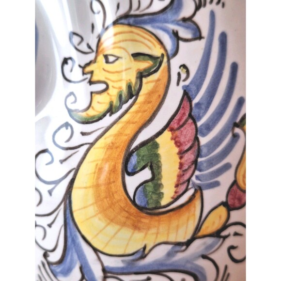 Vtg WILLIAMS SONOMA Ceramic Rooster Pitcher Made n Italy Hand Painted 8ish" Tall - Picture 7 of 10